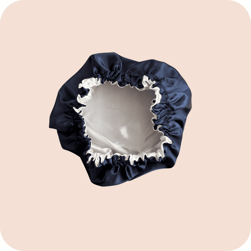 bonnet en satin pour enfant réversible bleu dalinga