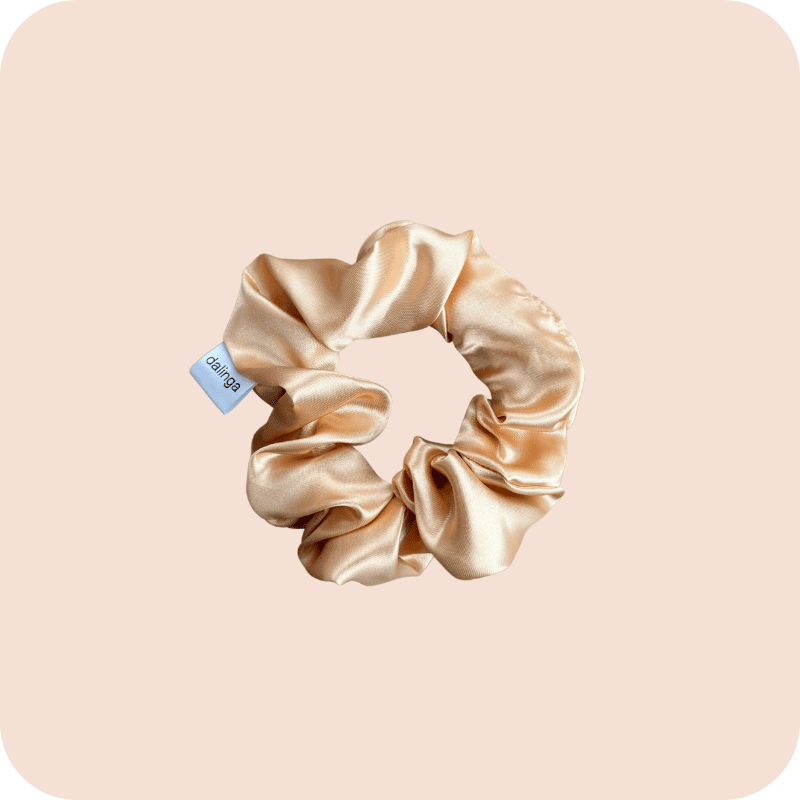 chouchou satin beige cheveux boucles frises crepus dalinga